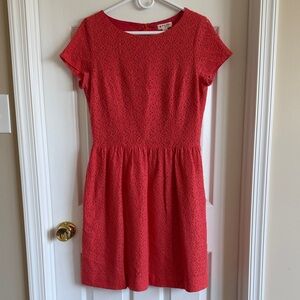 Brooks Brothers Coral Lace Short Sleeve Mini Dress